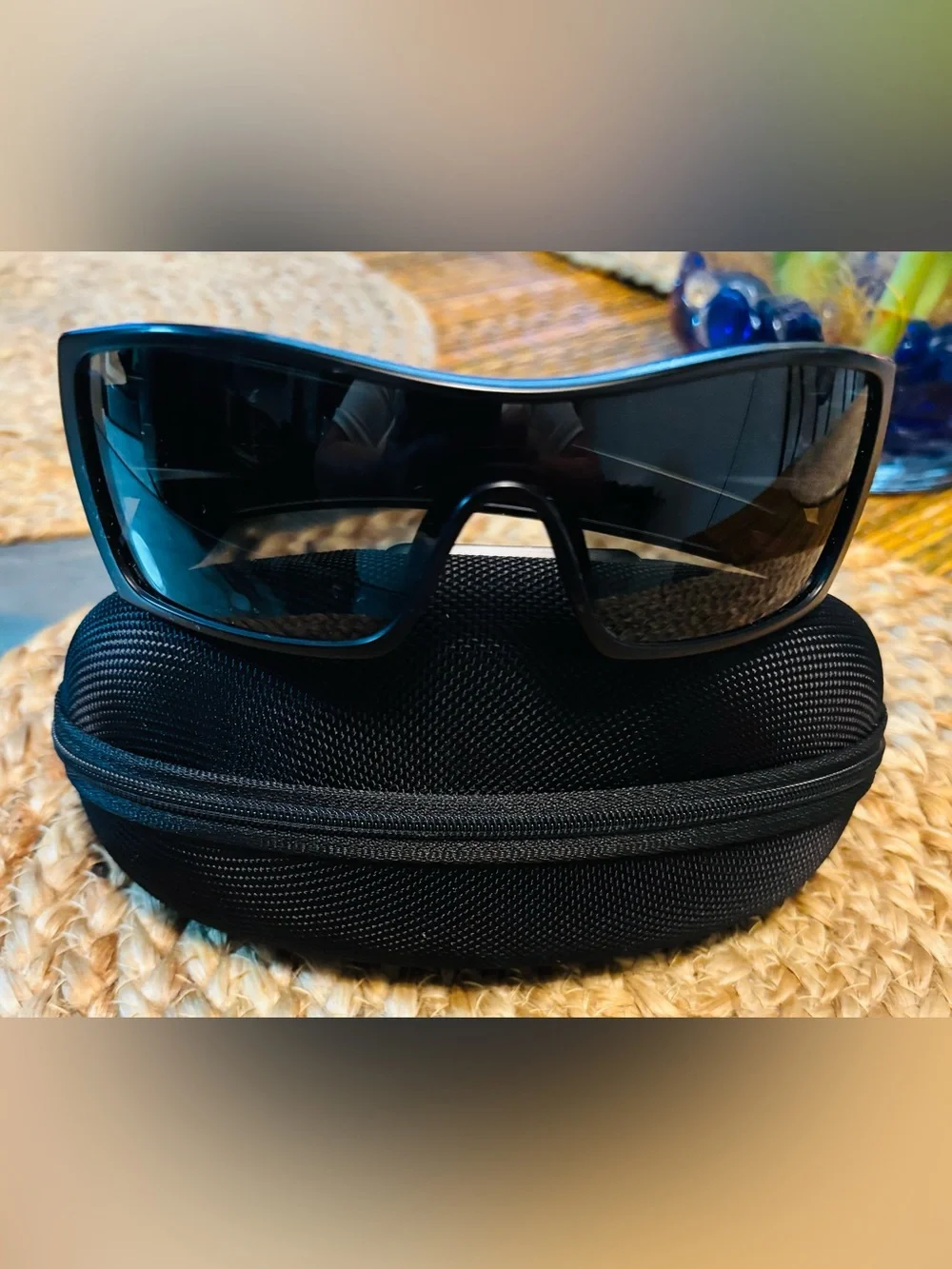 Sleek Black Wraparound Oakley Sunglasses